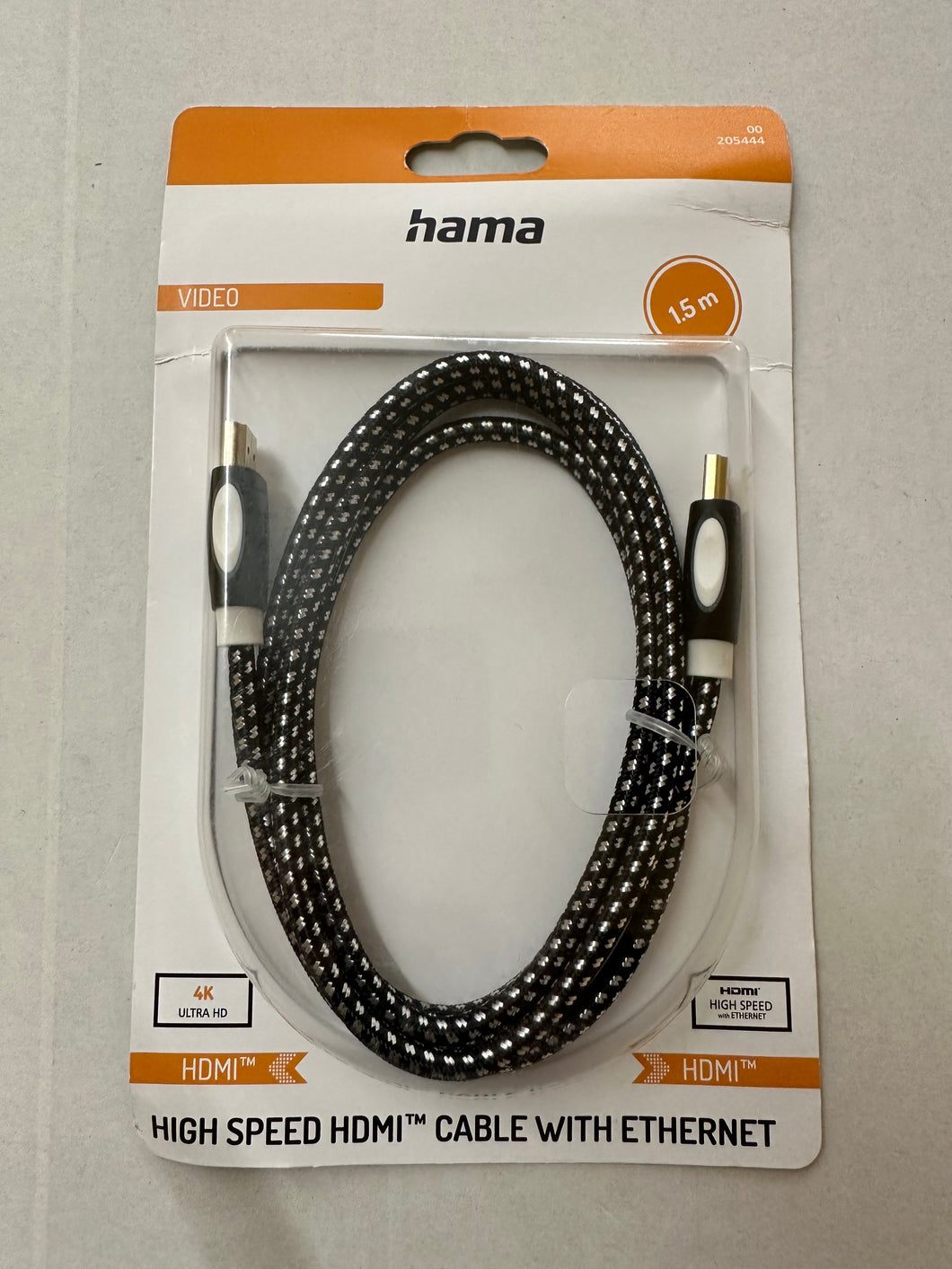 HAMA High Speed HDMI™-Kabel, St.-St., Ethernet, Gewebe, vergoldet, 1,5 m (00205444) (ARC)