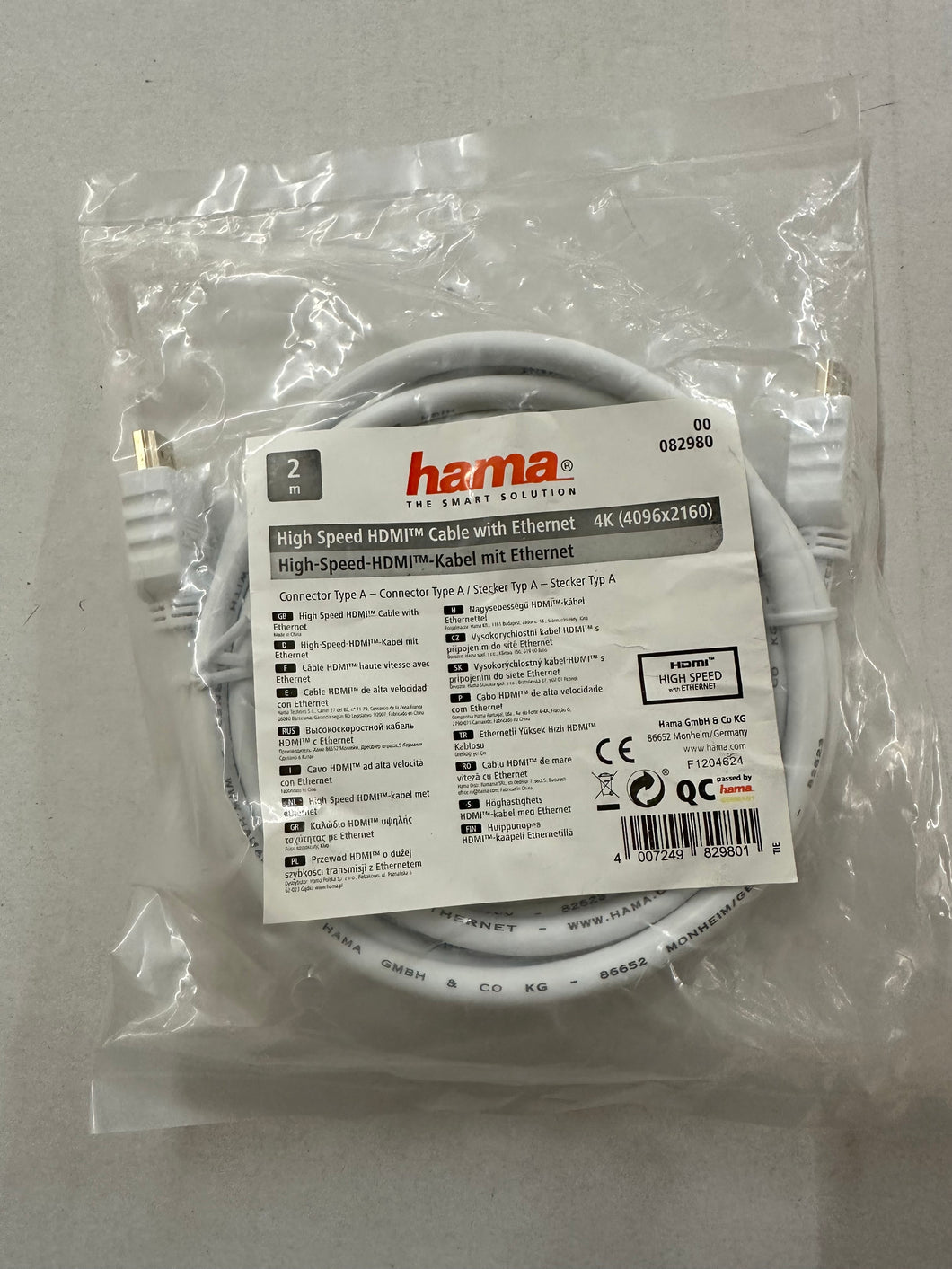 HAMA High Speed HDMI™-Kabel, Stecker - Stecker, vergoldet, Ethernet, 2 m (00082980) (ARC)
