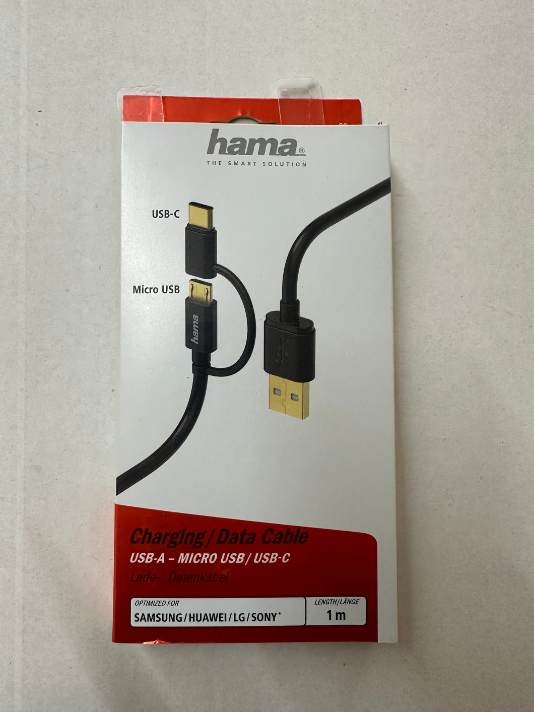 Hama 2in1-Micro-USB-Kabel mit USB-Type-C-Adapter, 1 m, Schwarz