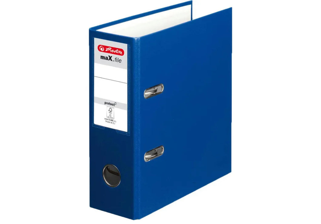 Herlitz Ordner 10842326 maX.file protect, PP, A5 hoch, 8cm, Kunststoffordner, blau