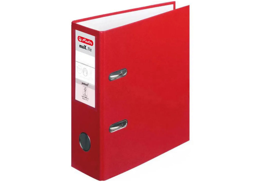 Herlitz Ordner 10842318 maX.file protect, PP, A5 hoch, 8cm, Kunststoffordner, rot