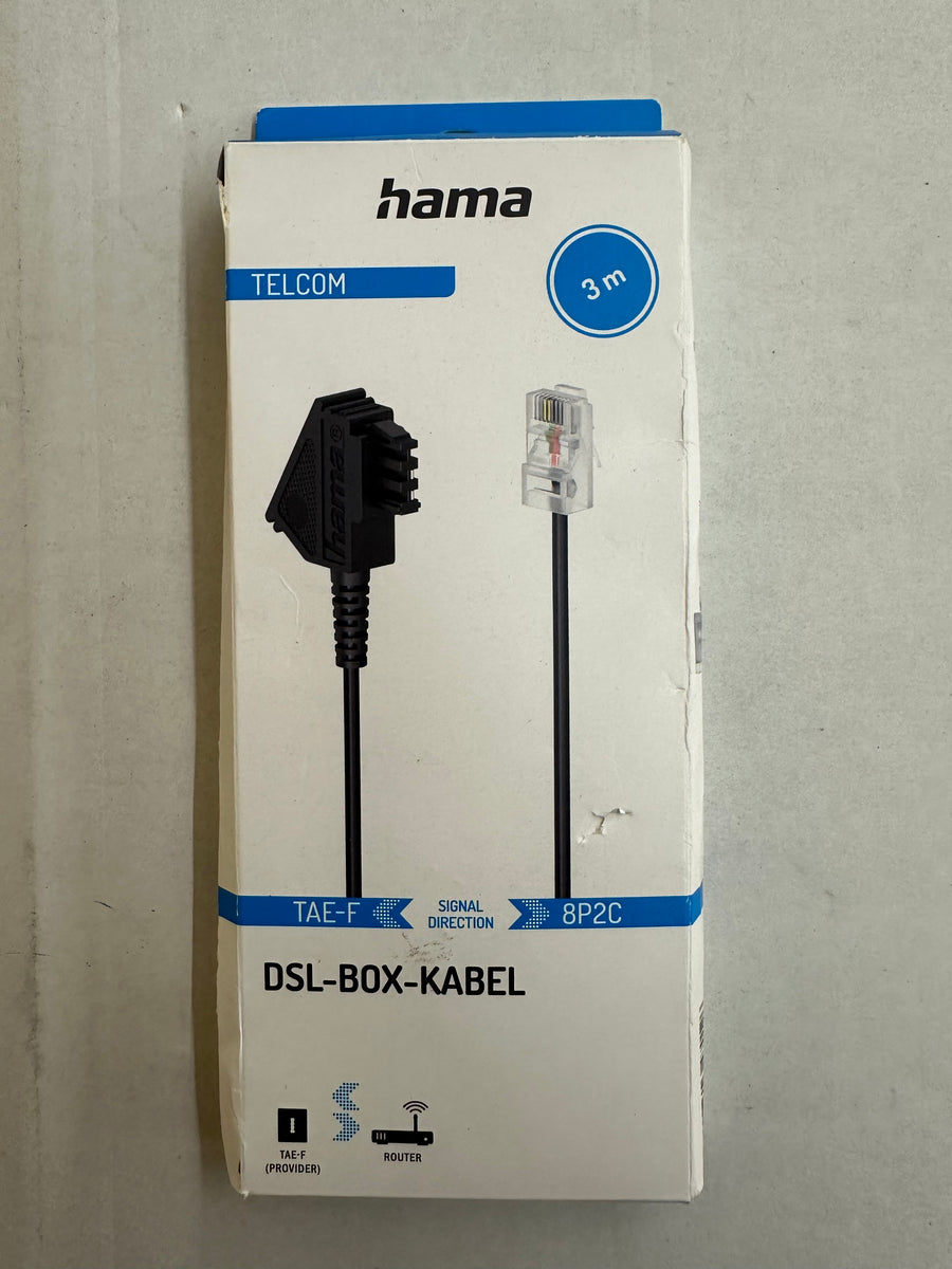 Hama DSL-Box-Kabel, TAE-F-Stecker - Modular-Stecker 8p2c, 3 m, Schwarz –  Die Mega Kiste