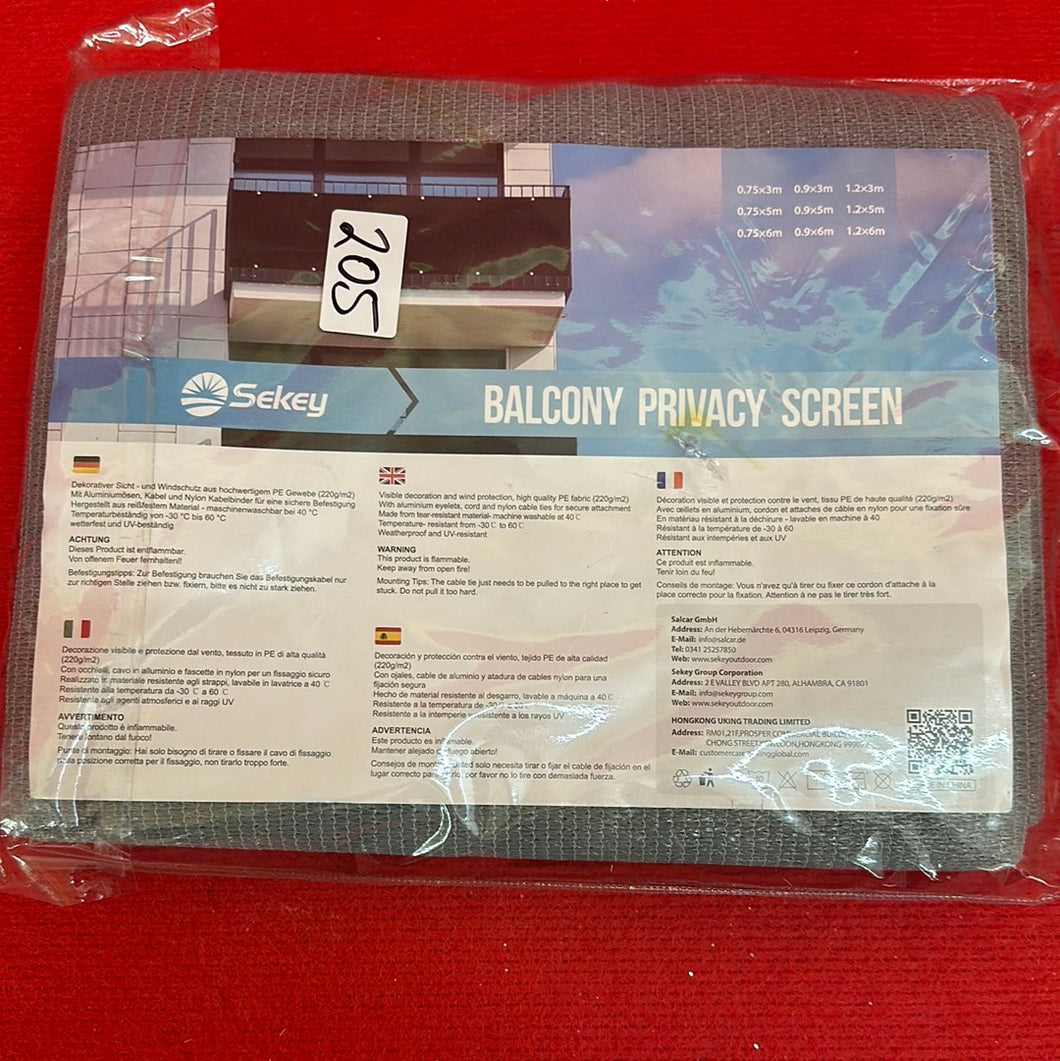 Sekey Balcony Privacy Screen Balkonsichtschutz 0,9x3m grau