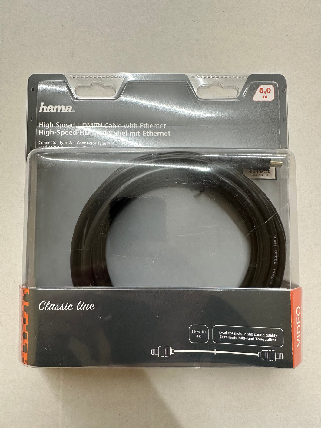 Hama Classic Line High-Speed HDMI™-Kabel, Stecker - Stecker, Ethernet, vergoldet, 5,0 m