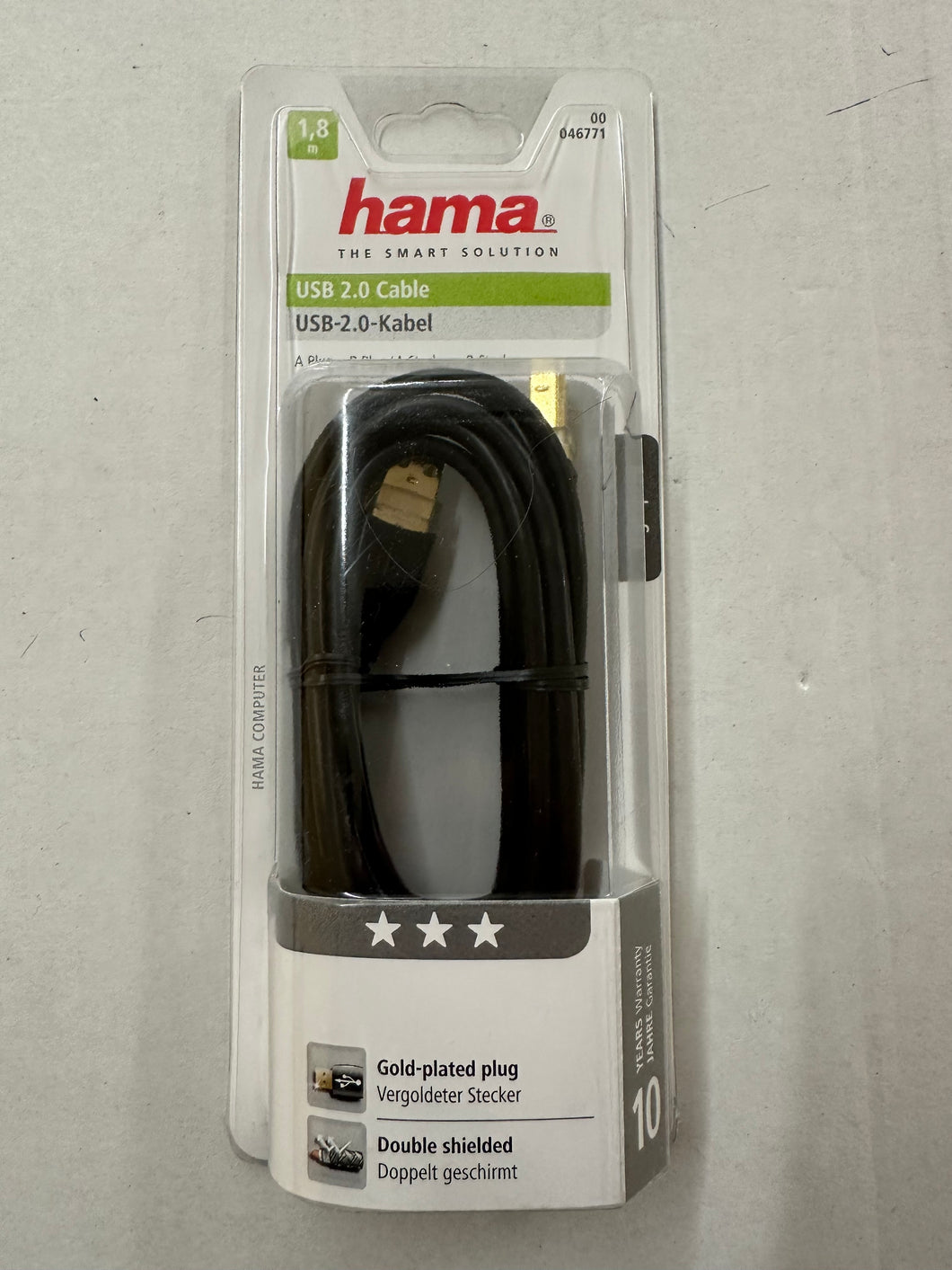 Hama (046771)USB 2.0-Kabel A-Stecker - B-Stecker