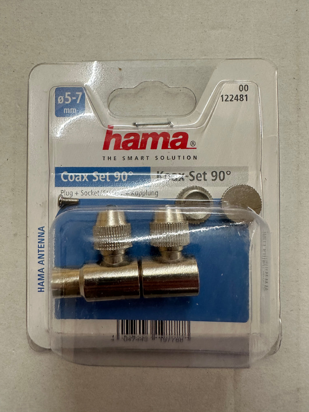 HAMA (122481)Antennen-Stecker/-Kupplung, Koax 90°, steckbar, Metall