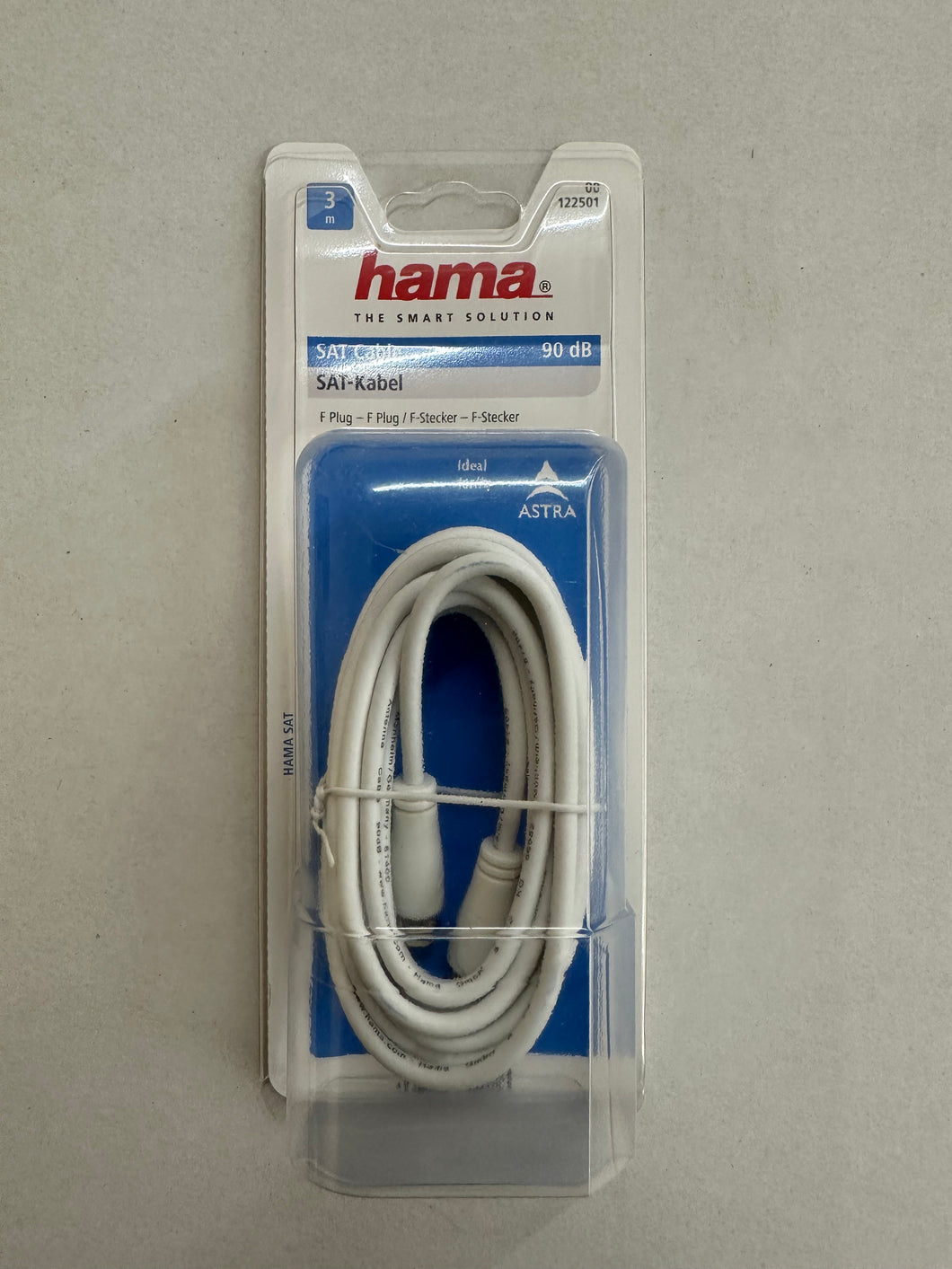 Hama 00122501 SAT-Anschlusskabel F-Stecker - F-Stecker 3,0 m 90 dB (Weiß)