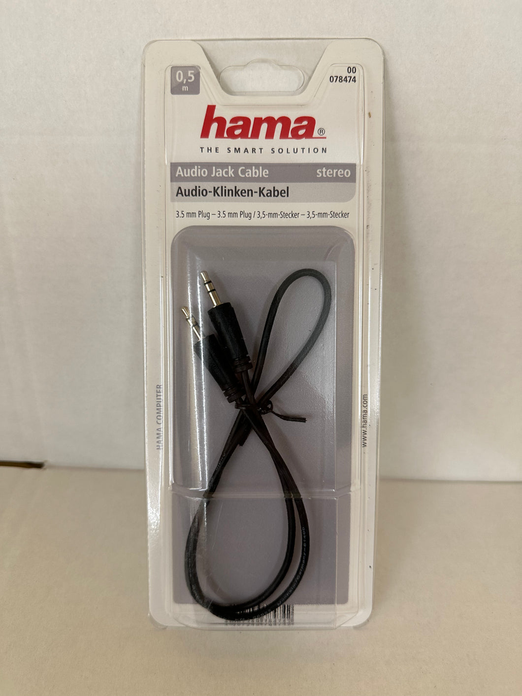 Hama Verbindungskabel 3,5-mm-Klinke, Stecker - Stecker, Stereo, 0,50 m