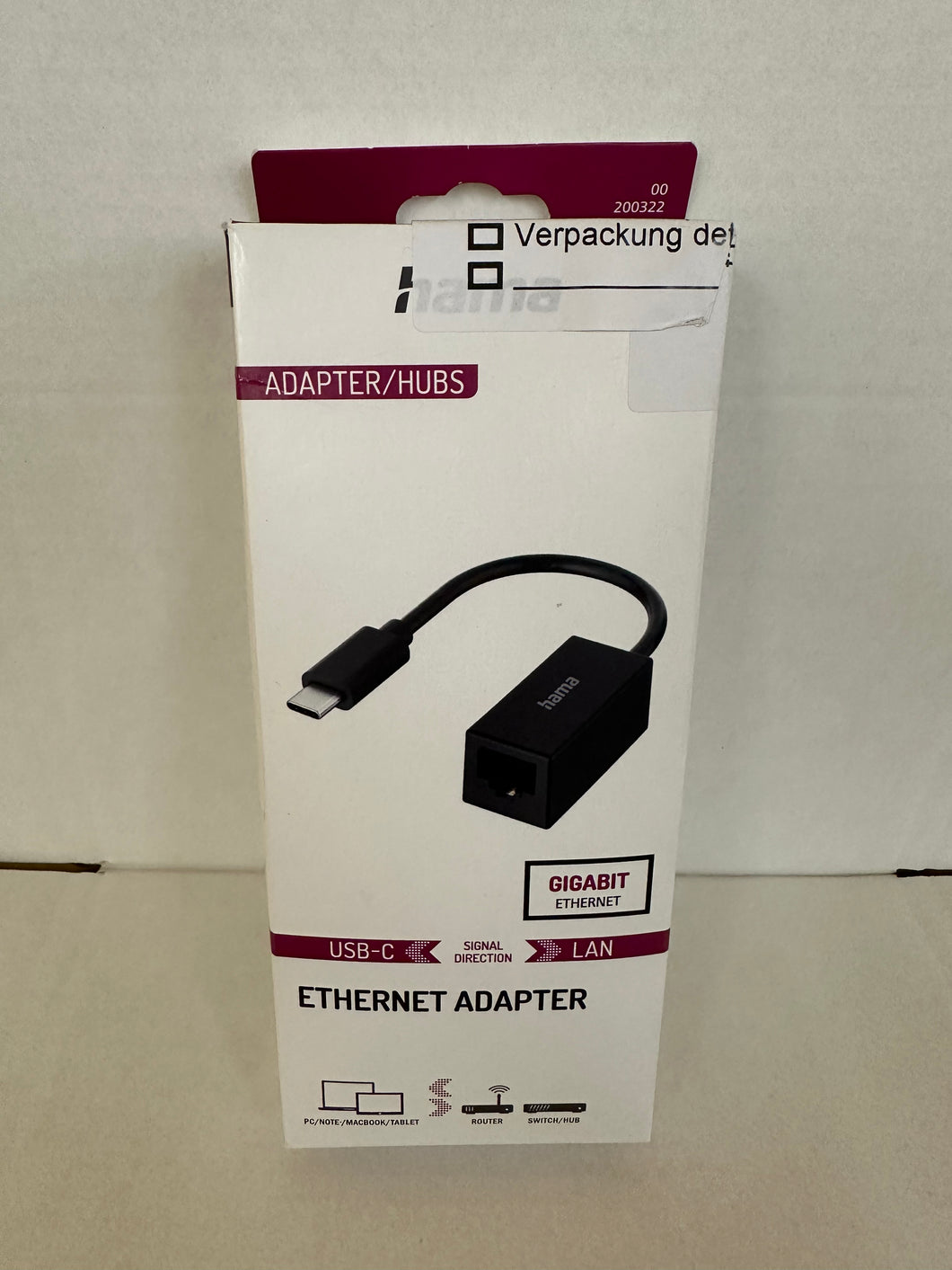 Hama Netzwerk-Adapter, USB-C-Stecker - LAN / Ethernet-Buchse, Gigabit Ethernet