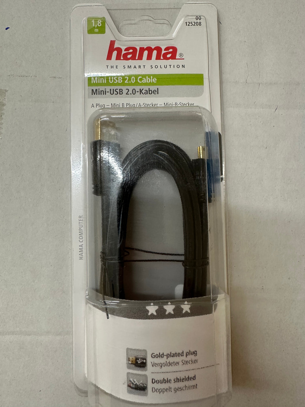 Hama (125208), 1,8 m, USB A, Mini-USB B, USB 2.0, 480 Mbit/s, Schwarz