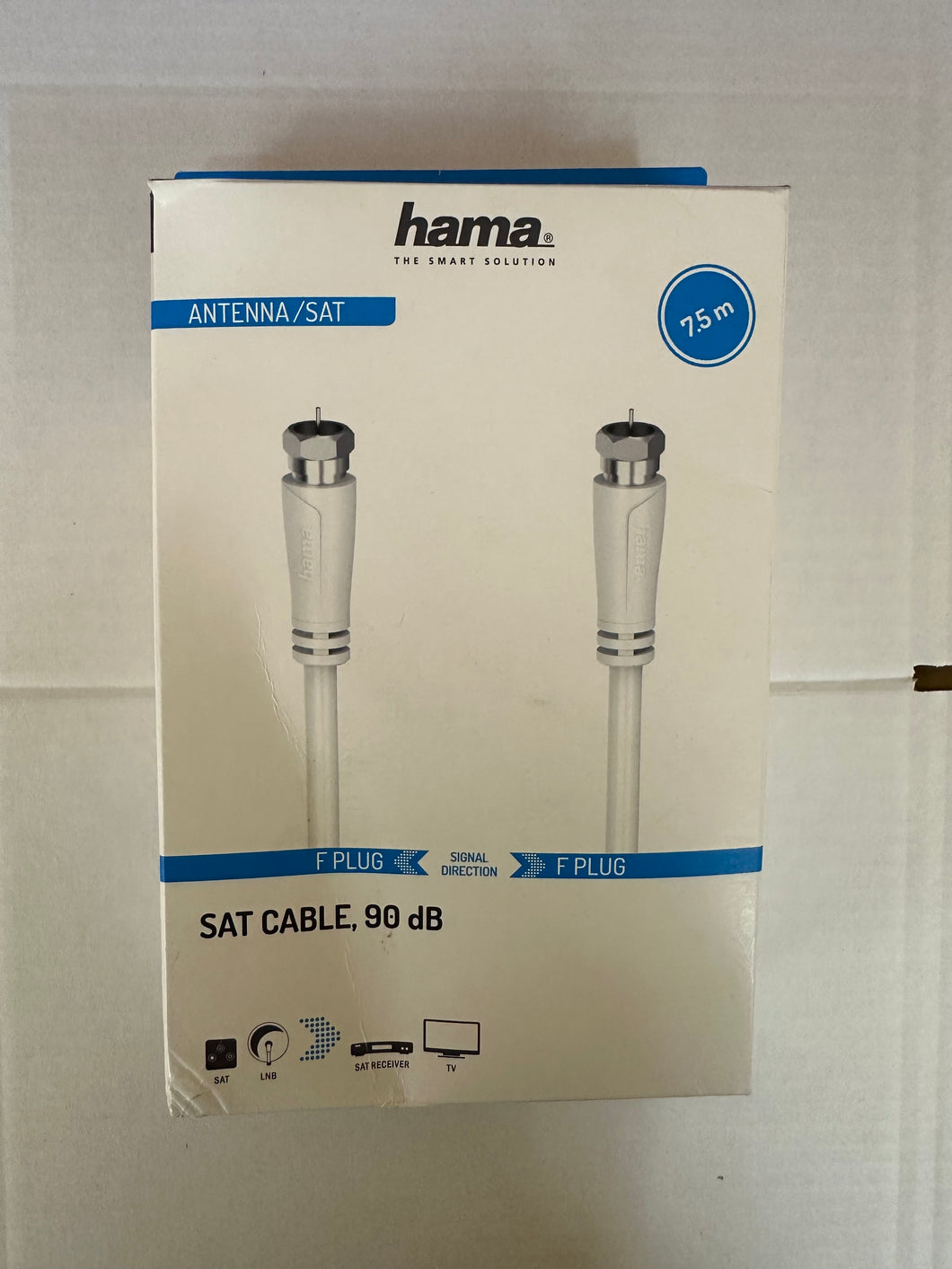 Hama SAT-Anschlusskabel, F-Stecker - F-Stecker, 7,5 m, 90 dB