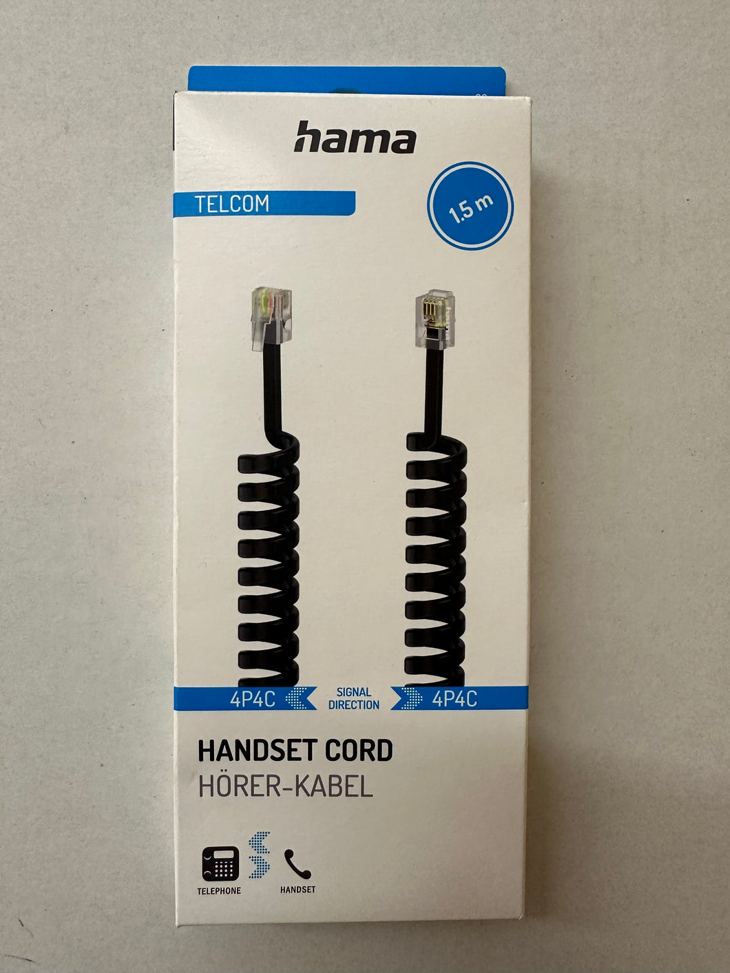 Hama Hörerkabel, Modular-Stecker 4p4c - Modular-Stecker 4p4c, 1,5 m