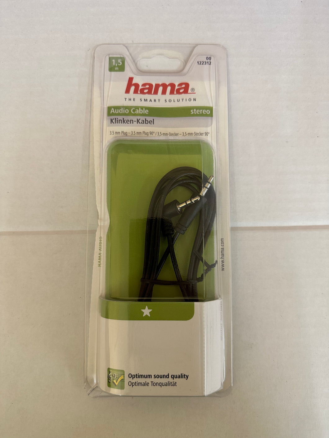 Hama Audiokabel, 3,5 mm, 90°-Stecker – 3,5 mm Stereo-Stecker, 1,5 m