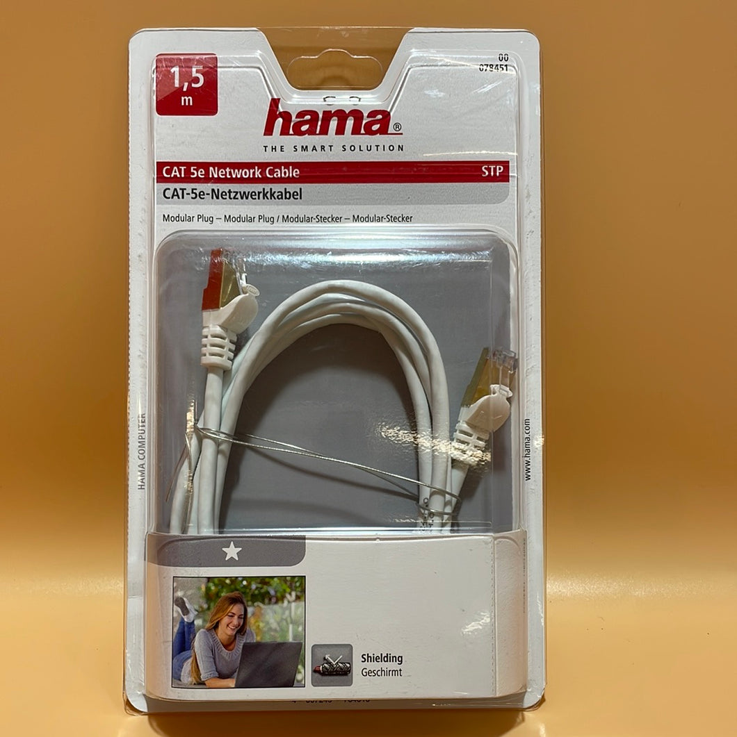Hama CAT-5e-Netzwerkkabel STP, vergoldet, geschirmt, Weiß, 1,50 m(00078451)
