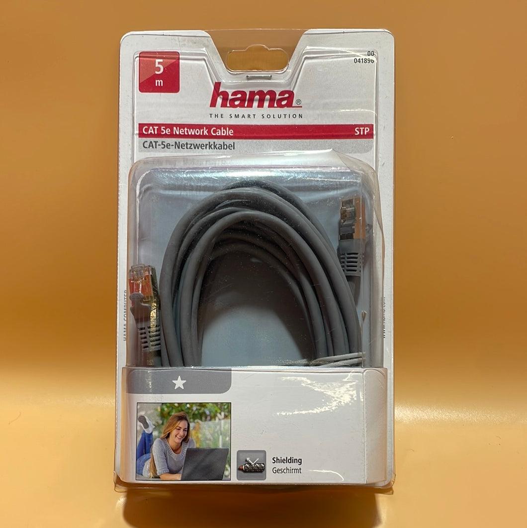 Hama CAT-5e-Netzwerkkabel STP, vergoldet, geschirmt, Grau, 5,00 m (00041896)