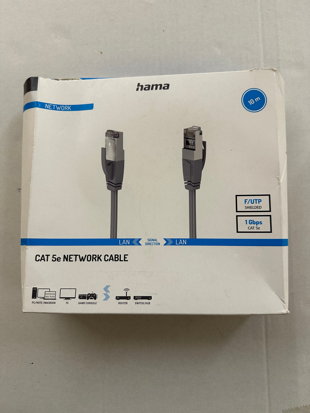 Hama (200671)Netzwerkkabel, CAT-5e, 1 Gbit / s, F / UTP geschirmt, 10,00 m