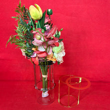 Lade das Bild in den Galerie-Viewer, ABELLA Flora künstliches Bouquet Glasvase höhenverstellbar Höhe ca. 55cm
