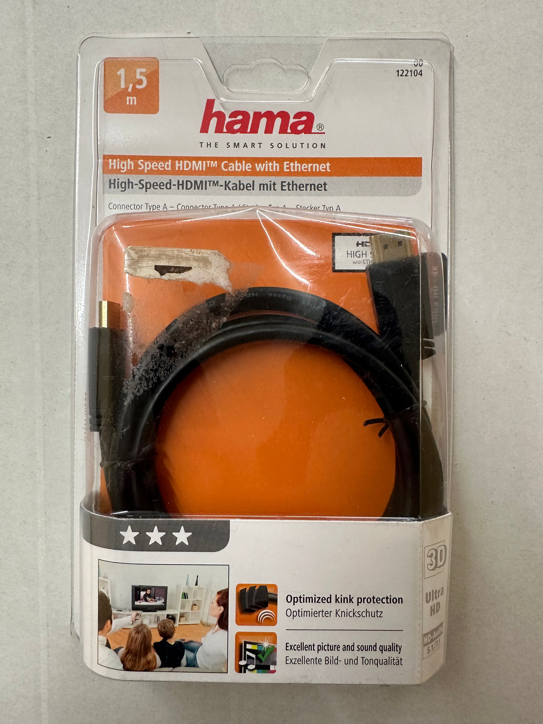 Hama 00122104 High Speed HDMI™-Kabel Stecker - Stecker Ethernet vergoldet 1,5 m (Schwarz)