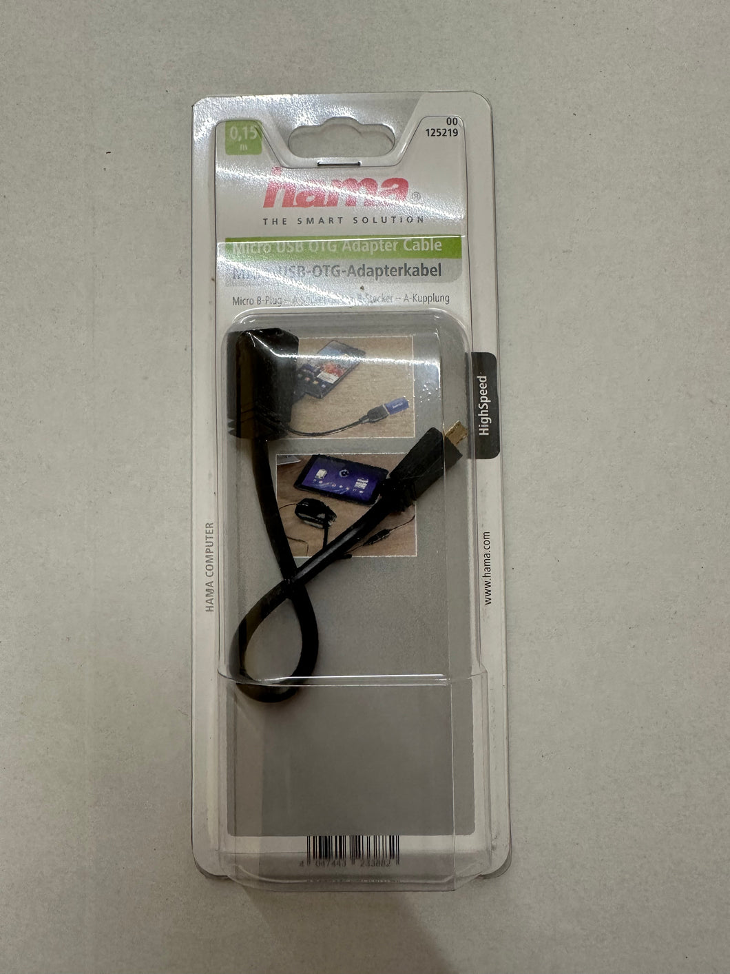 HAMA USB-2.0-OTG-Adapterkabel, Micro-Stecker - A-Kupplung, Schwarz, 0,15 m (00125219)