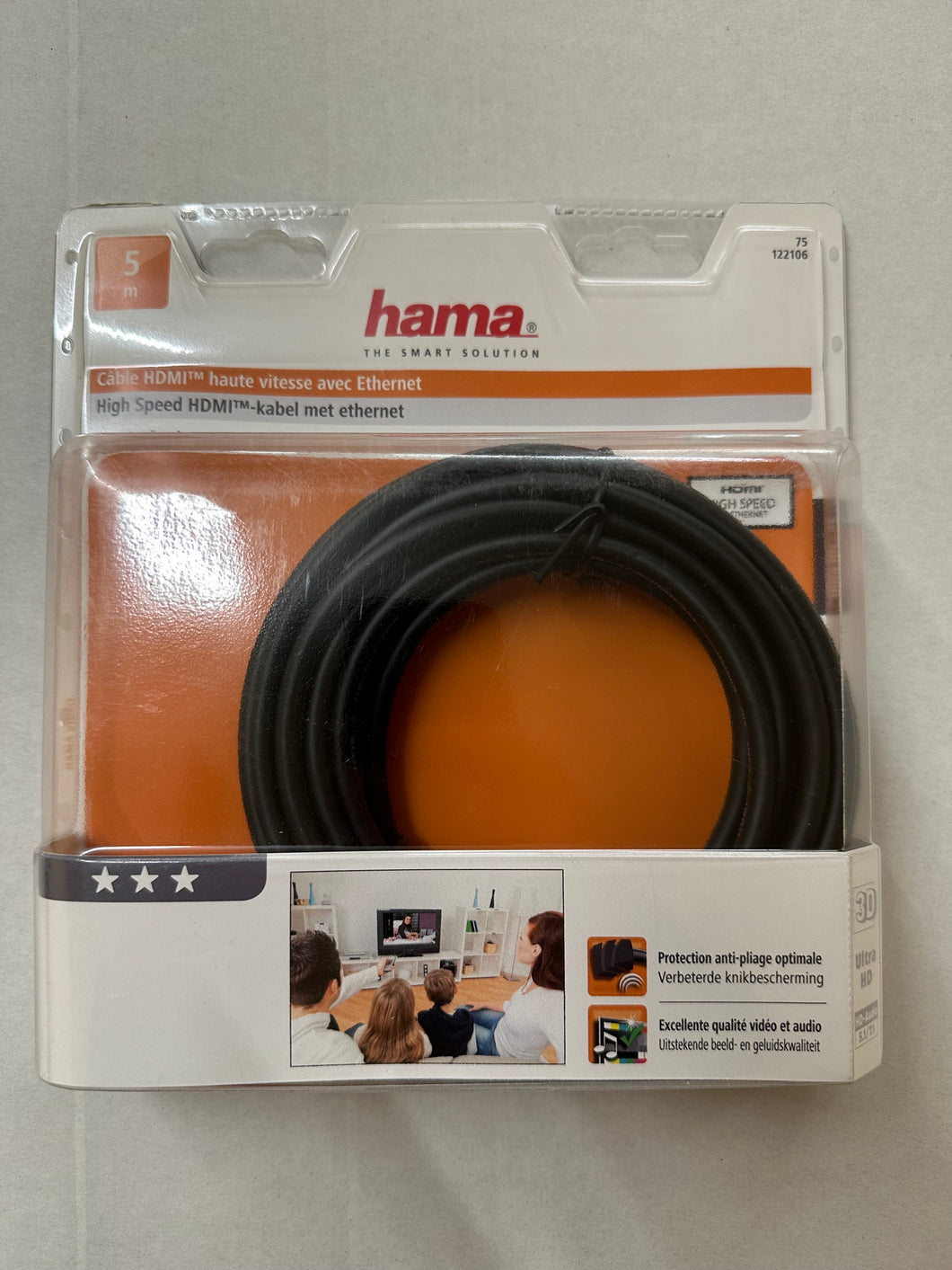 HAMA High Speed HDMI™-Kabel, Stecker - Stecker, Ethernet, vergoldet, 5,0 m (00122106) (ARC)