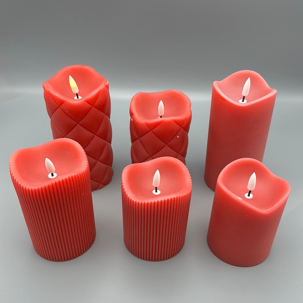 ELAMBIA 6 LED-Kerzen Struktur-Design Flamme Luma H. 10, 12,5 & 15cm