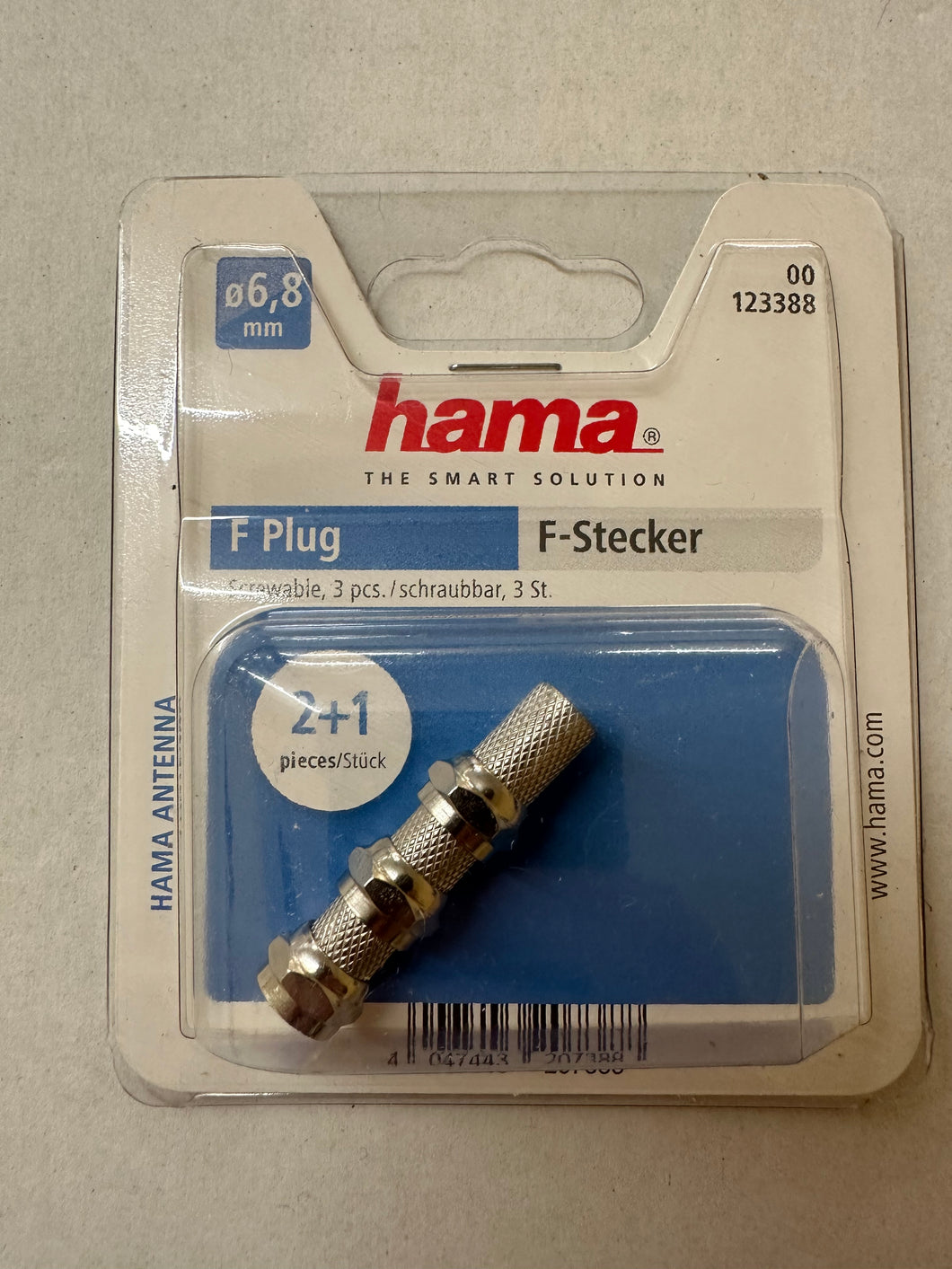 Hama(123388) F-Stecker, 6,8 mm, schraubbar, 3 Stück