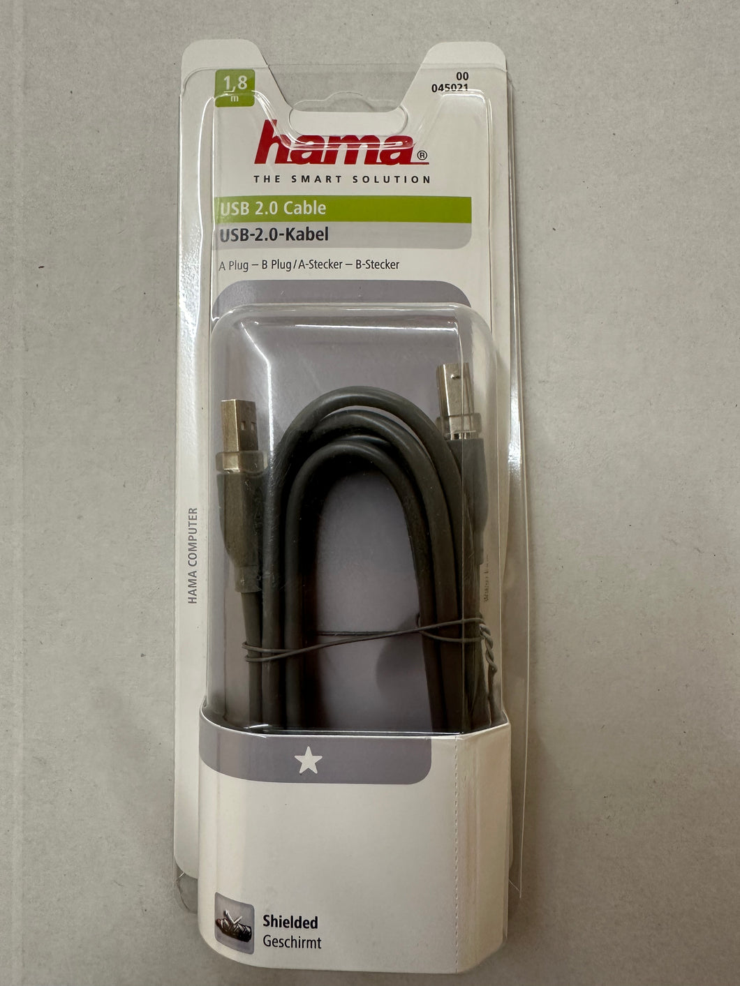 Hama USB-2.0-Kabel, geschirmt, Grau, 1,8m (00045021)