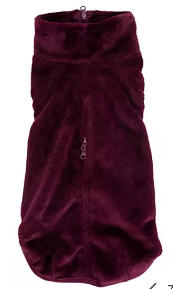 MONT CHALET Hunde-Pullover Klettverschlüsse Mikrofaser Chinchilla aubergine