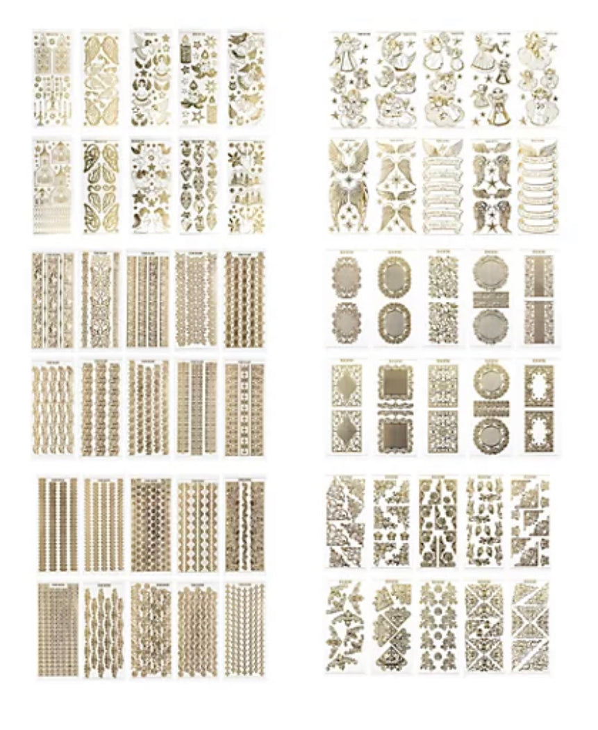 KARIN JITTENMEIER Sticker-Set Gravur-Stickerbogen verschiedene Motive 60tlg. Unvollständig