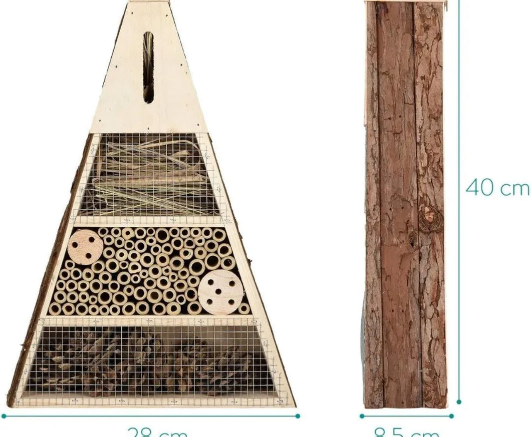 Insektenhotel aus Holz - Naturbelassenes Insekten Hotel für Fluginsekten