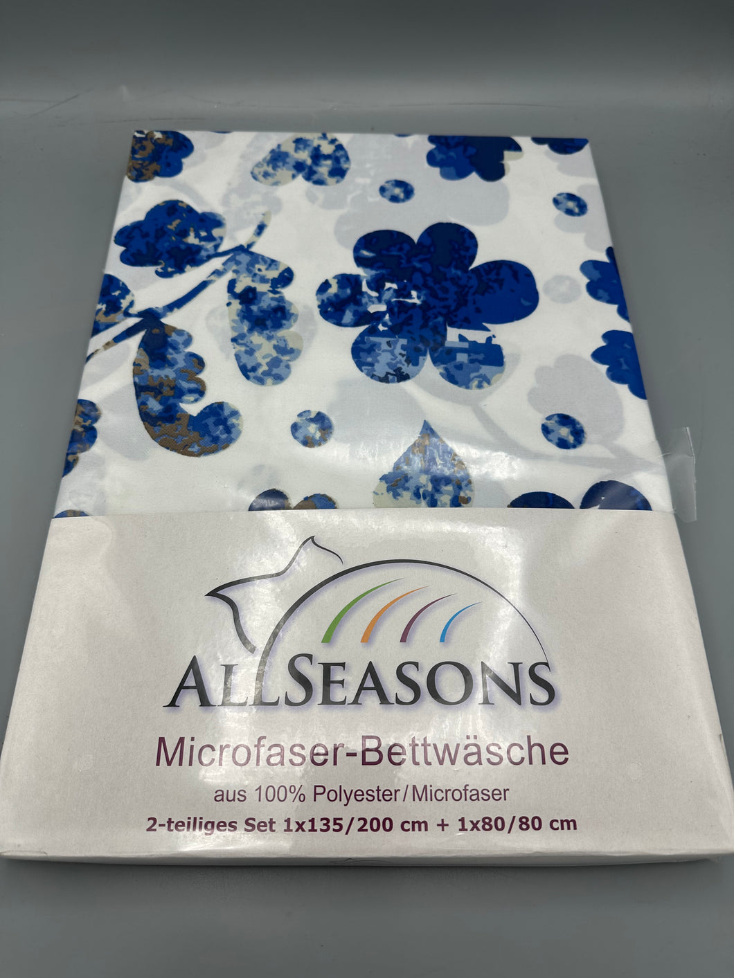 AllSeasons Bettwäsche 2-teilig 135x200 & 80x80 Blau Blätter