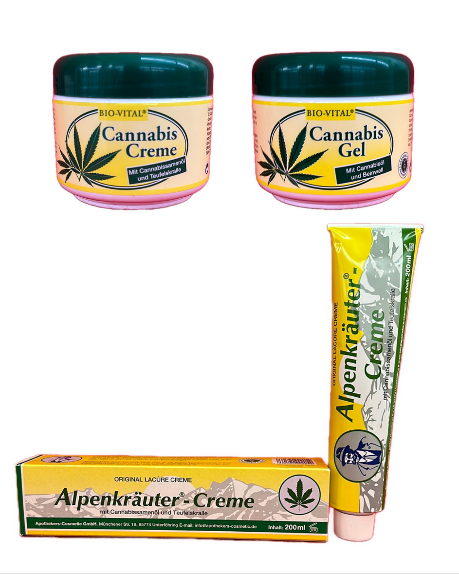 BIO-Vital Cannabis Creme, Gel & Alpenkräuter Set 3 tlg.(450ml)