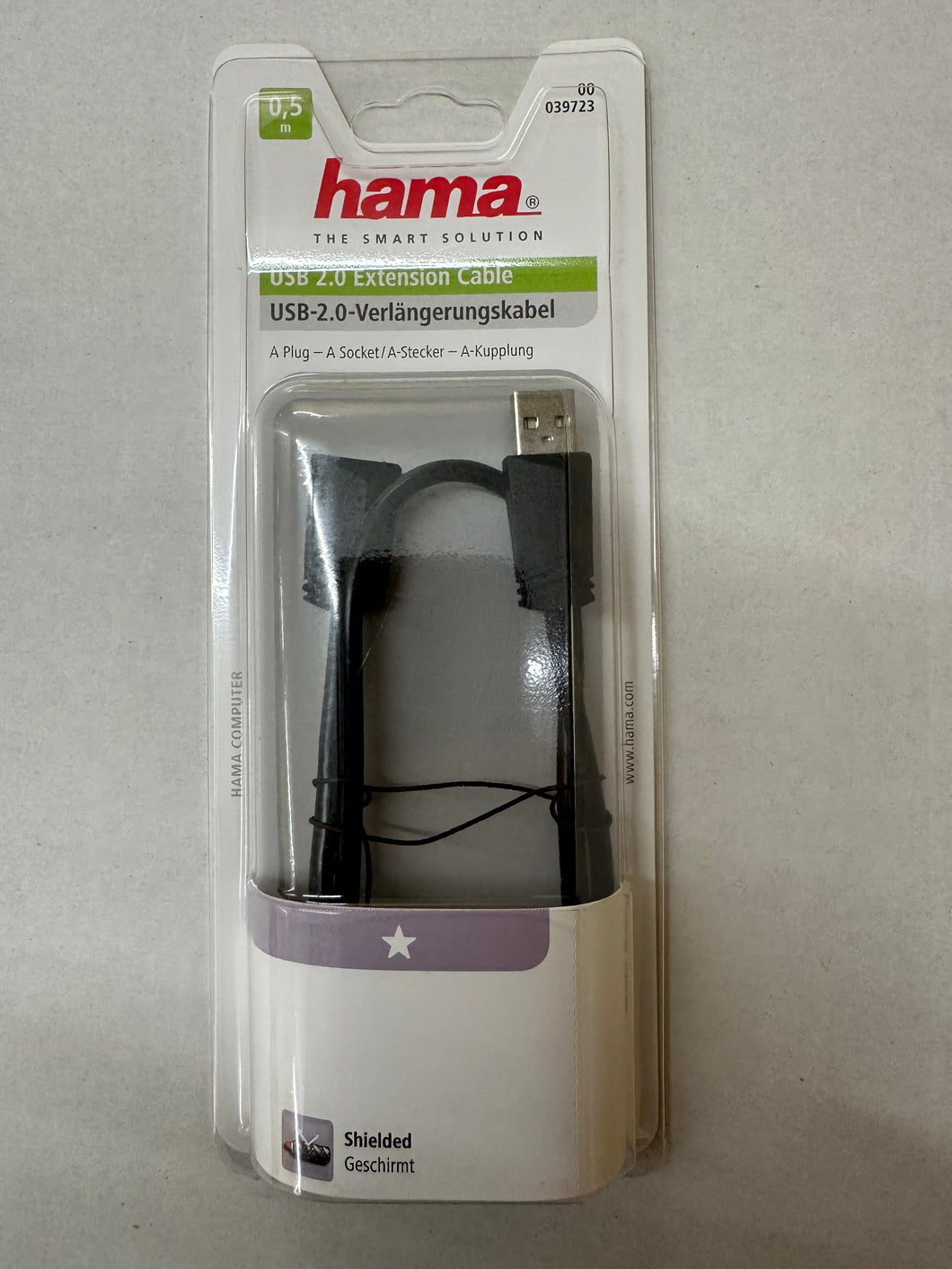 Hama 00039723 USB-2.0-Verlängerungskabel geschirmt 0,50 m (Grau)