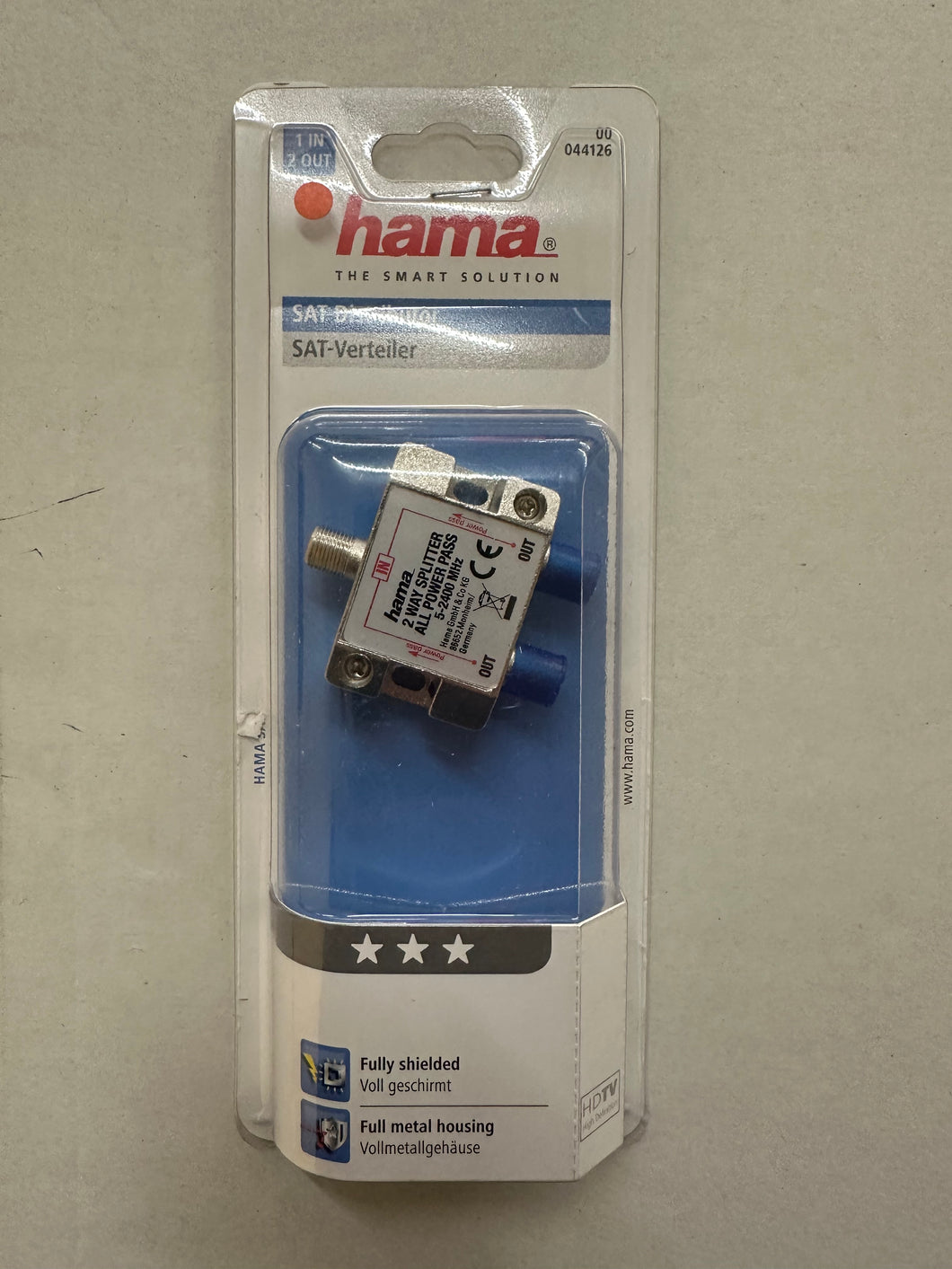 Hama 00044126 SAT-Verteiler 2-fach voll geschirmt (Silber)