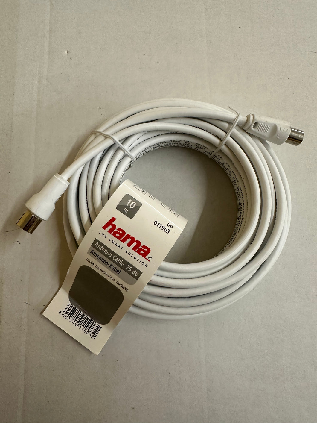 Hama Antennen-Kabel Koax-Stecker - Koax-Kupplung, 10 m, 75 dB, Weiß