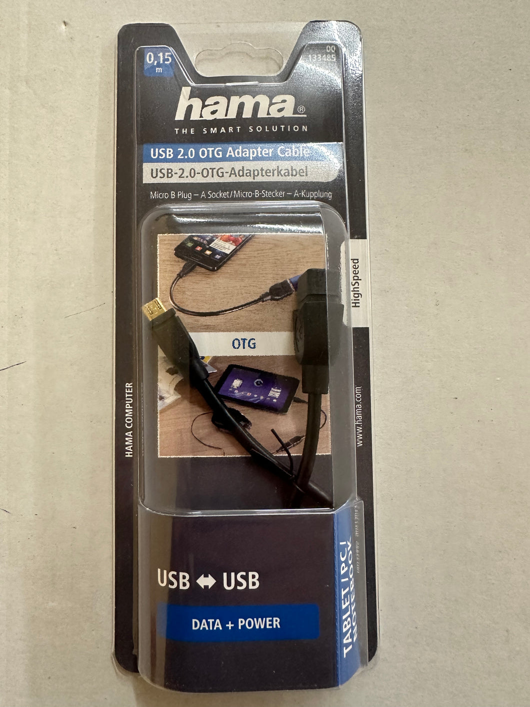 Hama 00133485 USB-2.0-OTG-Adapterkabel Micro-Stecker - A-Kupplung 0,15m (Schwarz)