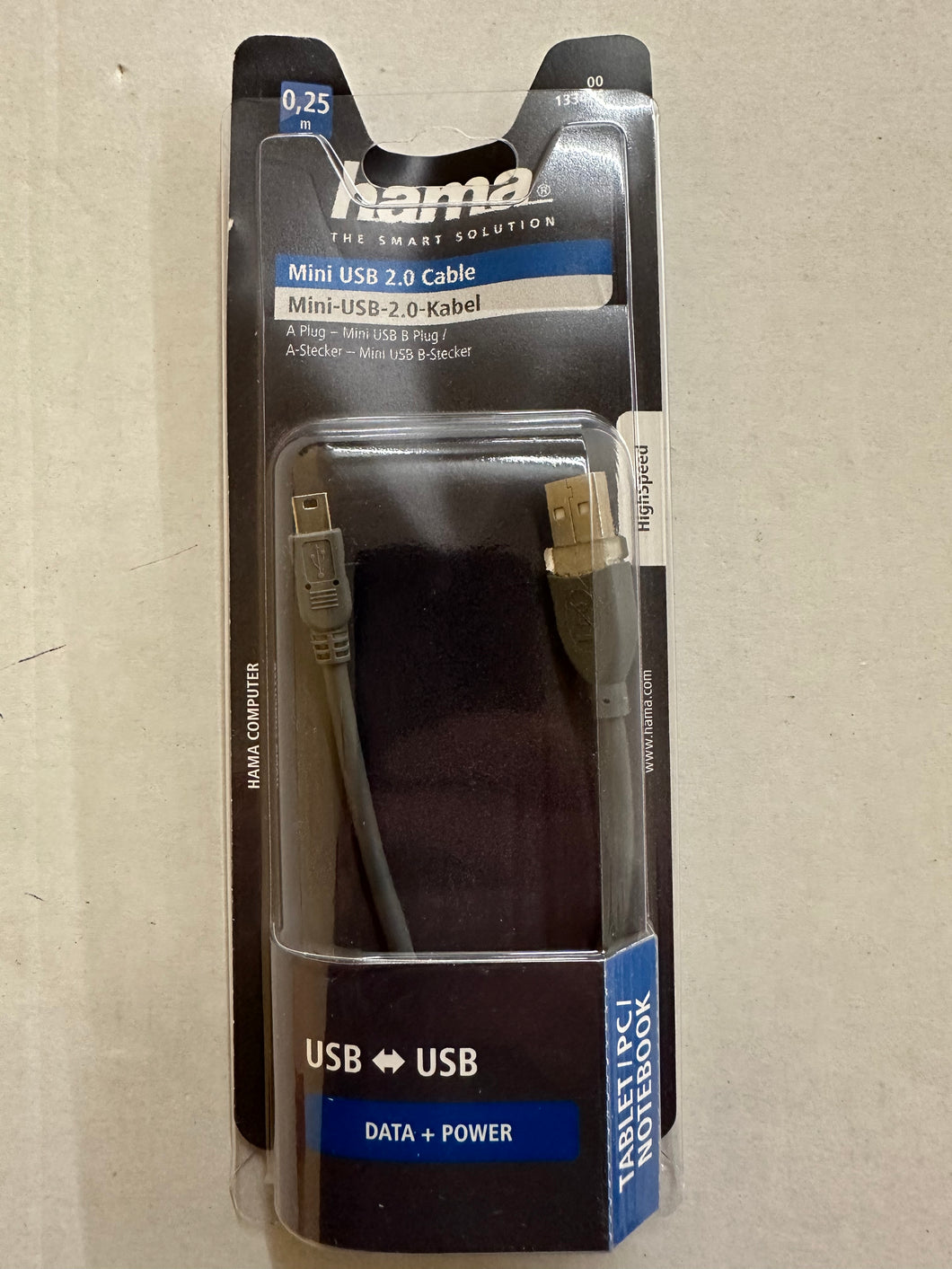 Hama 00133486 Mini-USB-2.0-Kabel 0,25m (Grau)