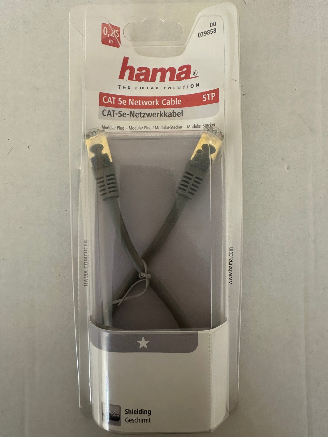 Hama 00039858 CAT-5e-Netzwerkkabel STP vergoldet geschirmt 0,25 m (Grau)