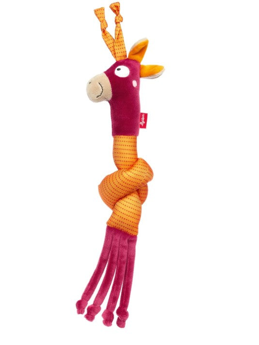 Sigikid Greifling Giraffe, PlayQ Lernspielzeug mit Rassel: greifen, spielen, lernen, für Babys ab Geburt, Art.-Nr. 42879, beere-gelb, Beere-Gelb-Giraffe, 18x8x8 cm