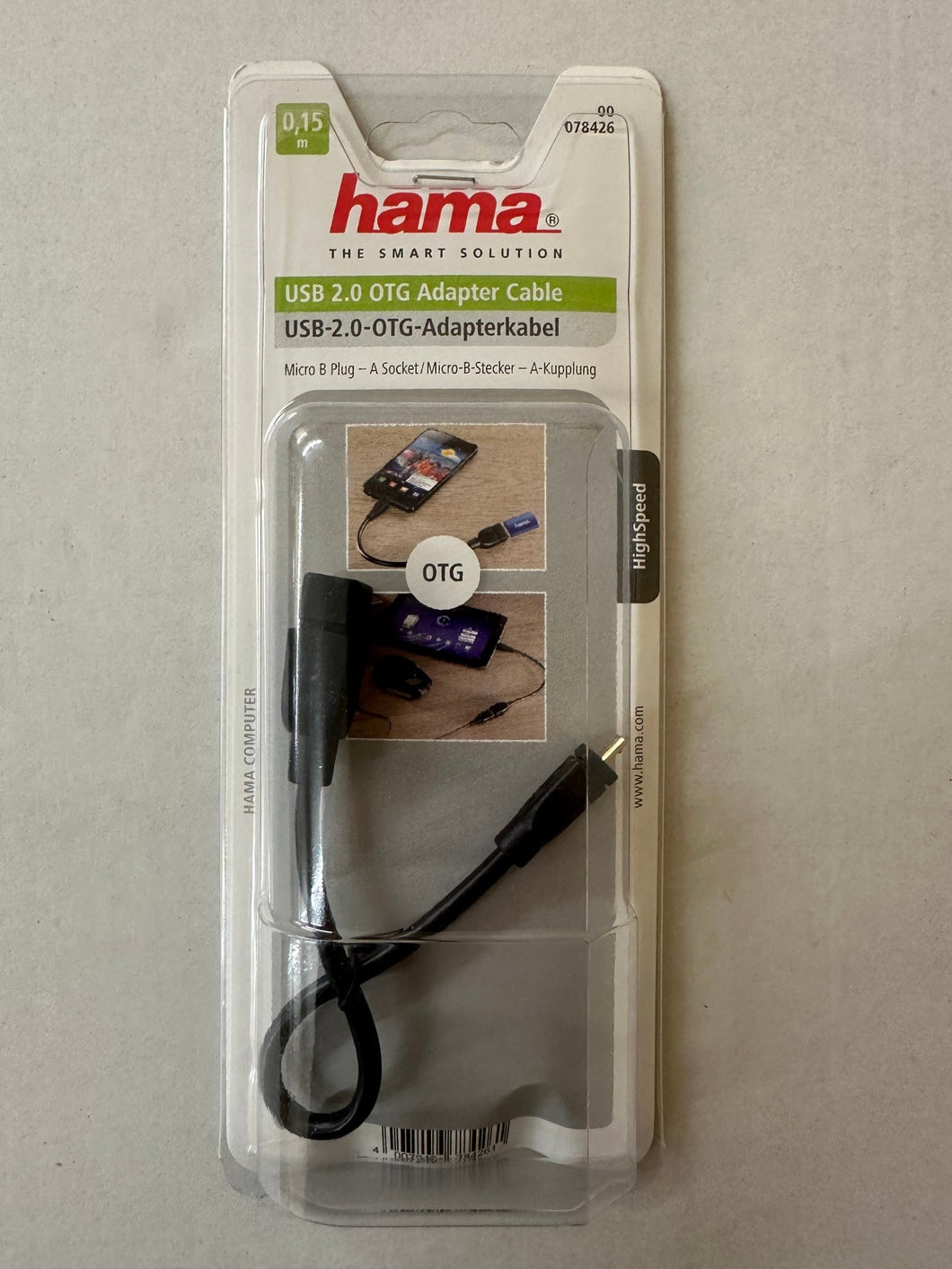 Hama USB 2.0 Adapter Cable - USB - Kabel - USB (W) zu Micro - USB Typ B (M) - 15 cm - Schwarz - für Samsung Galaxy S II (00 078426) - Die Mega Kiste