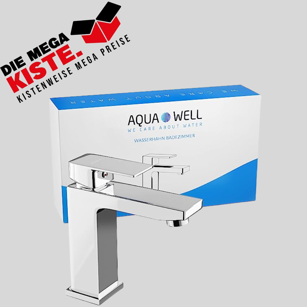 Aqua Well Wasserhahn Bad - Einhebelmischer in modernem Look - Mischbatterie Waschbecken - Badarmatur Waschbecken Chrom - inkl. Befestigungssatz